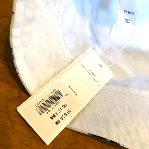 ⭐️SALE⭐️New Janie and Jack size 2T-3 Summer Hat, White +tropical foliage/birds - Picture 5 of 7